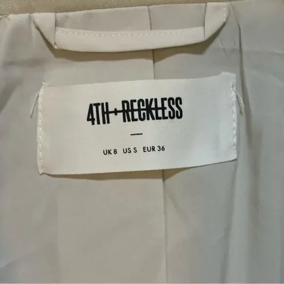 4th & Reckless Panel Color Block Blazer Size Small Two Tone Beige Ecru Career - Picture 10 of 11